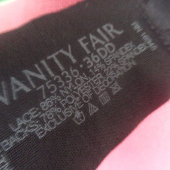 VANITY FAIR~FULL COVERAGE BRA BLACK LACE PADDED UNDERWIRE-WOMENS SIZE 36DD - Picture 5 of 5